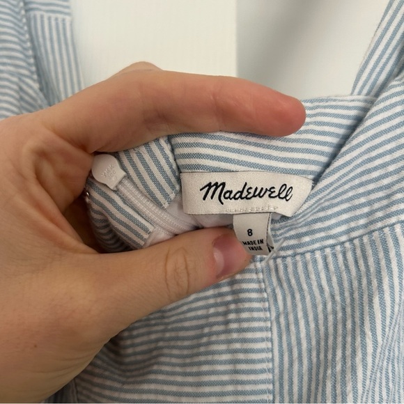 Madewell Cicely Tiered Midi Dress in Patchwork Light Blue Checkered Dress - Picture 7 of 9